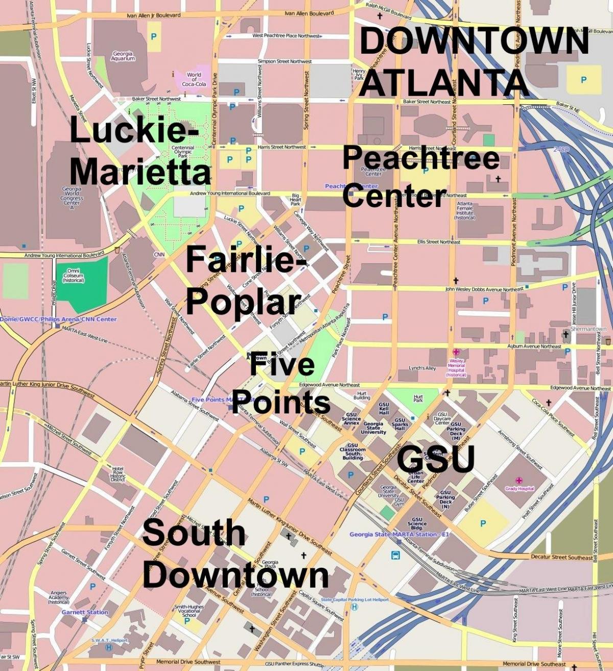 Karte von der Innenstadt von Atlanta