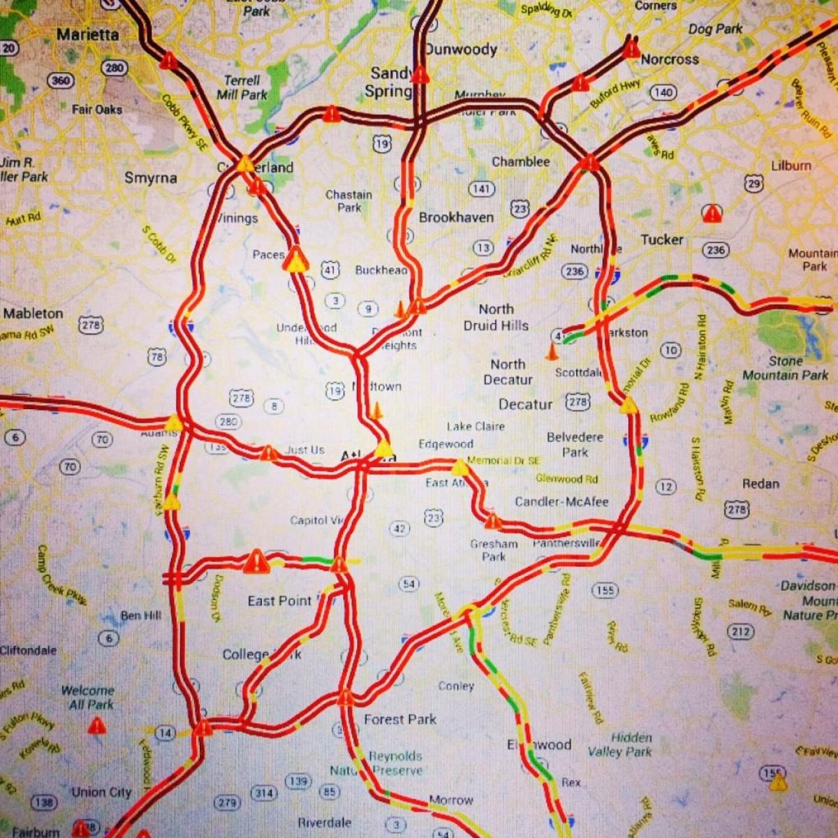 Karte von Atlanta-Verkehr