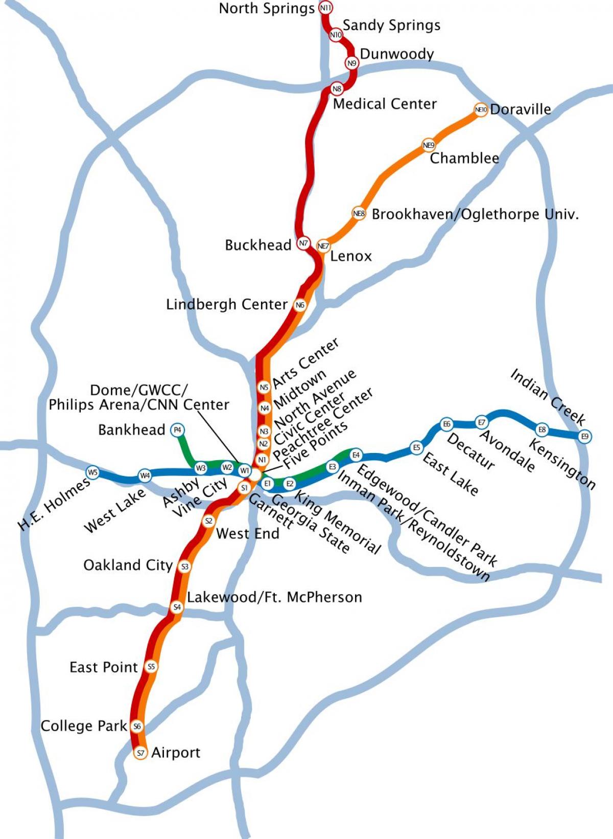 Karte von metro Atlanta