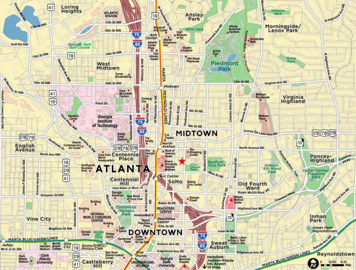 Karte von midtown Atlanta
