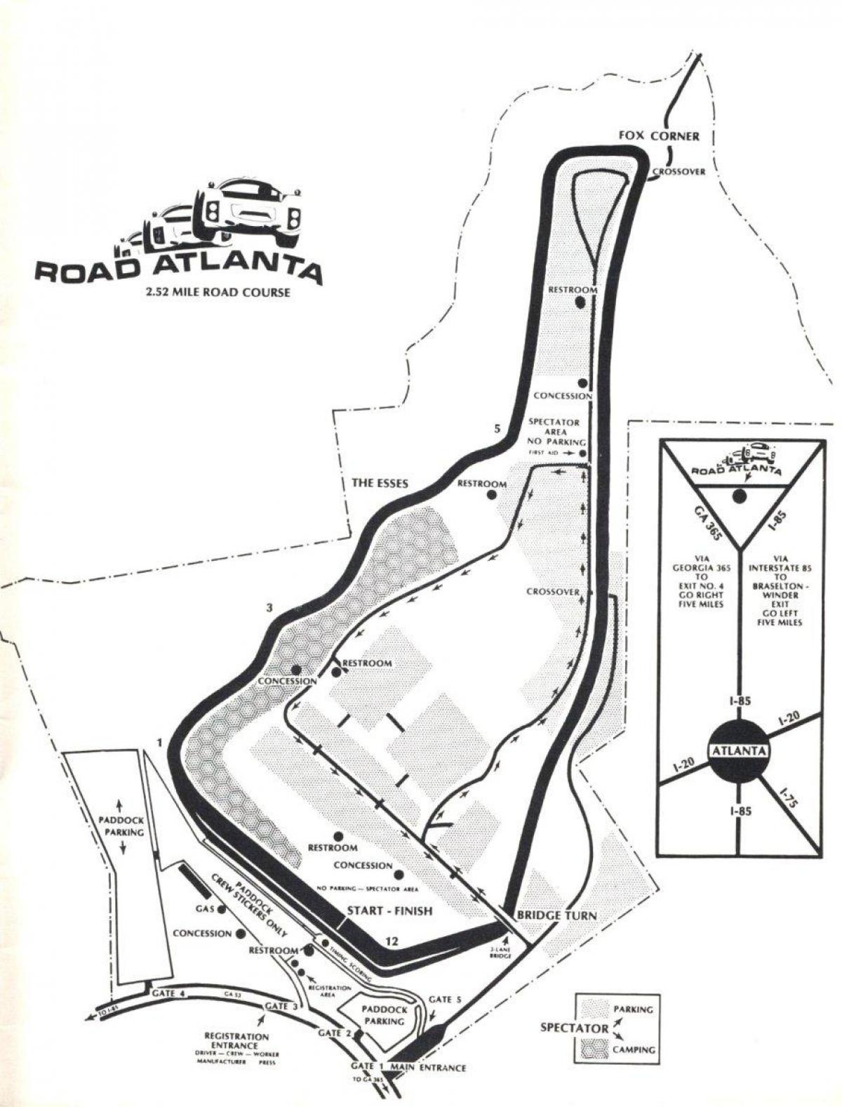 Karte der Strecke von road Atlanta