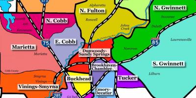 Karte von Atlanta Vororten