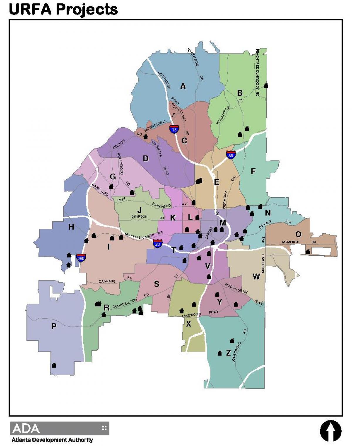 Atlanta zone-map - Karte von Atlanta-zone anzeigen (Vereinigte Staaten